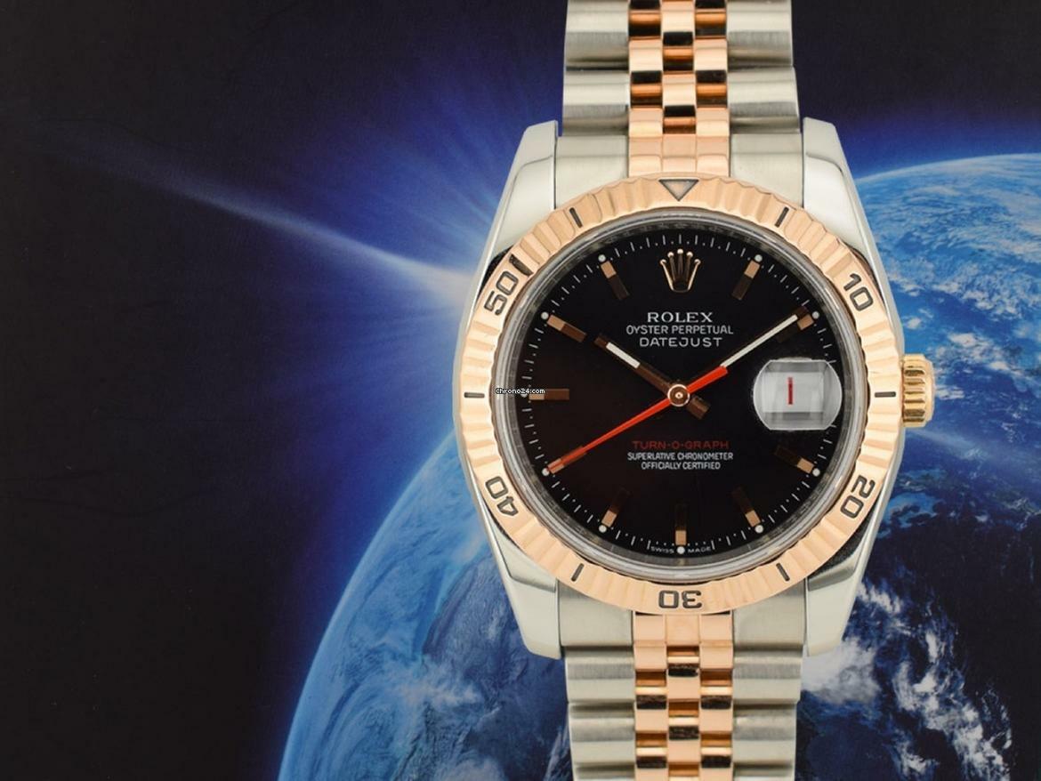 Rolex Datejust Turn-O-Graph 36mm Turnograph 116261 Steel & Rose Gold Black Dial Service Rolex