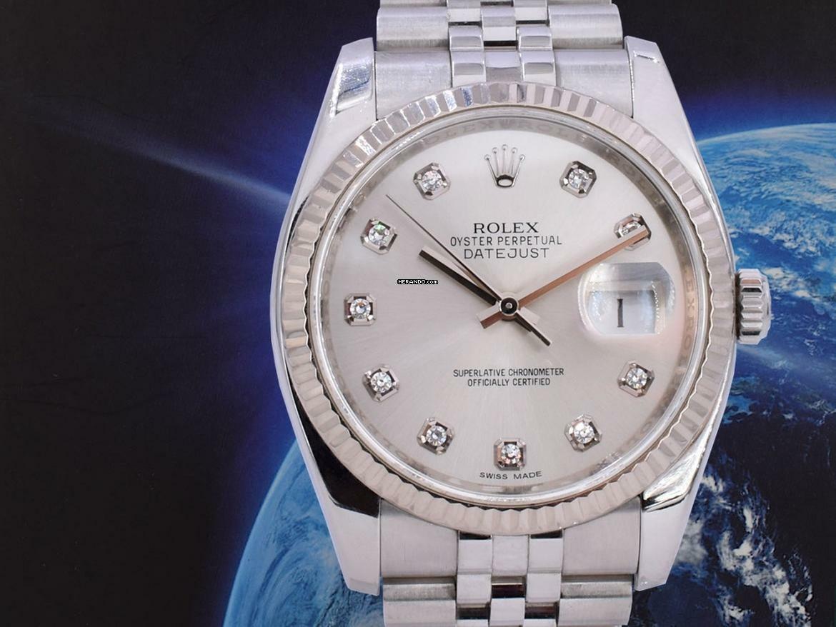 Rolex Datejust 36 116234 Silver Dial With Big Diamonds - Full Set 36mm </h1>