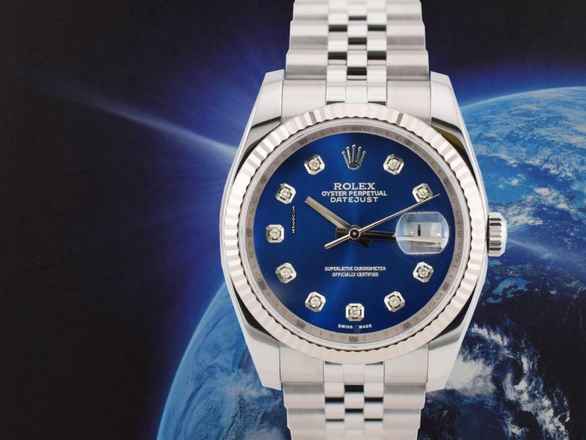  Rolex Datejust 36 116234 Blue Dial With Big Diamonds - Full Set 36mm </h1> 