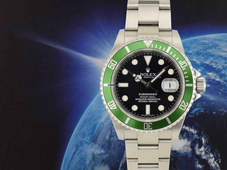  Rolex Submariner Date 16610lv Kermit No Rrr - Card 2007 