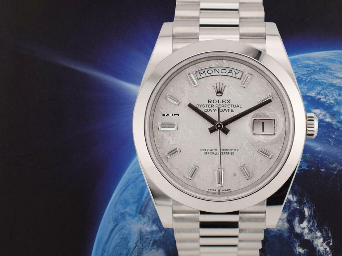 Rolex Day-Date 40 228206 Platinum & Meteorite Dial - New 2021