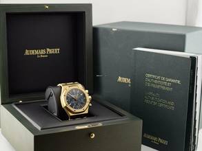 Thumbnail von Audemars Piguet Royal Oak Chronograph Yellow Gold Blue Dial Full Set - Boutique Edition Very Rare </h1>