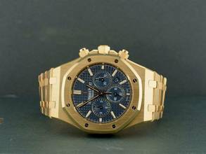 Thumbnail von Audemars Piguet Royal Oak Chronograph Yellow Gold Blue Dial Full Set - Boutique Edition Very Rare </h1>