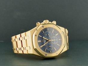 Thumbnail von Audemars Piguet Royal Oak Chronograph Yellow Gold Blue Dial Full Set - Boutique Edition Very Rare </h1>