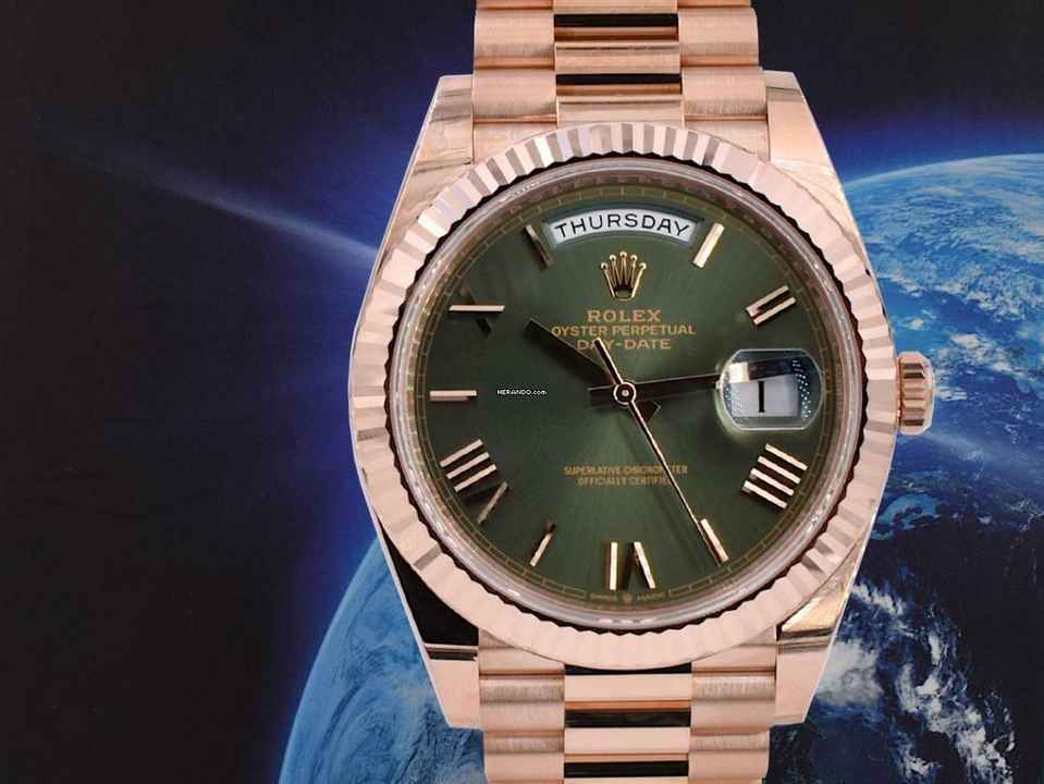  Rolex Day-Date 40 40mm Everose Olive Green New </h1> 