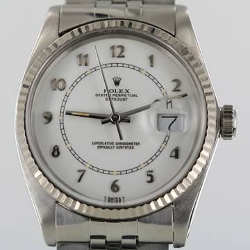  Rolex Datejust 36 1986//36MM//VINTAGE//ARABIC WHITE DIAL//REF. 16014 # 653 