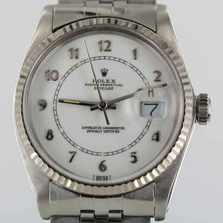  Rolex Datejust 36 1986//36MM//VINTAGE//ARABIC WHITE DIAL//REF. 16014 # 653 
