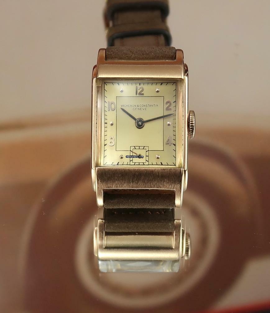  Vacheron Constantin 18K GOLD PINK ART DECO TANK FROM 1943 WITH EXTRACT  