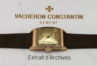 Thumbnail von Vacheron Constantin 18K GOLD PINK ART DECO TANK FROM 1943 WITH EXTRACT