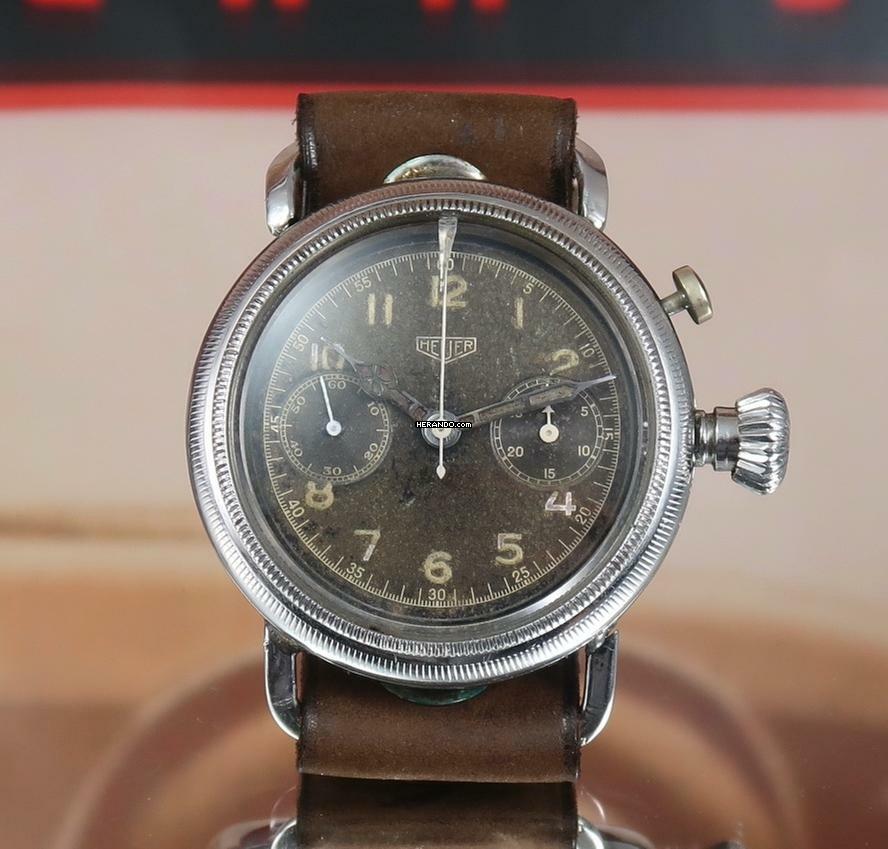  Heuer SUPER RARE OVERSIZE PILOT'S CHRONO FROM THE 30'S VINTAGE 