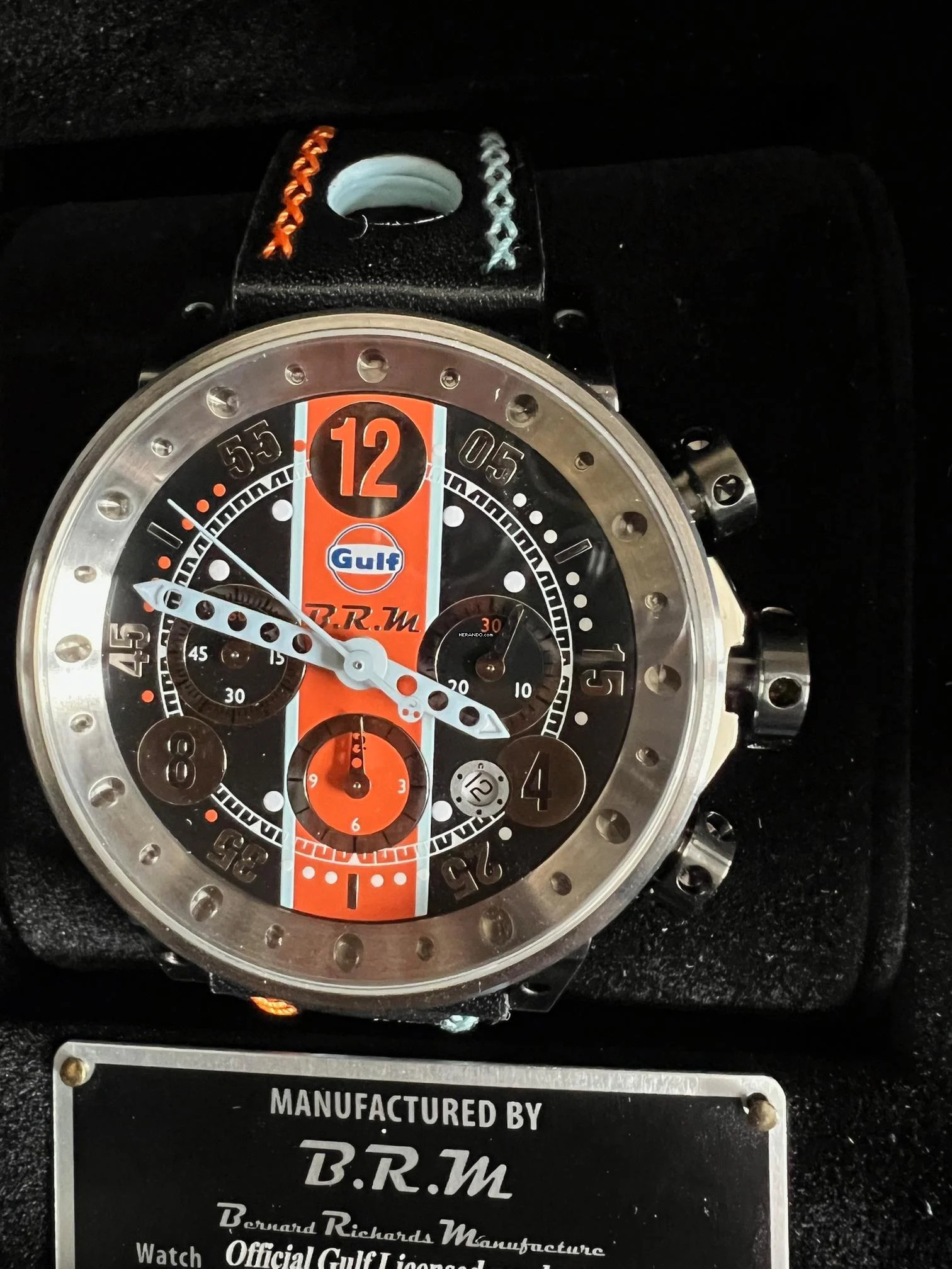 B.R.M V12-44 Chronograph V12 Gulf Racing Sammleruhr limited 100 neuwertig