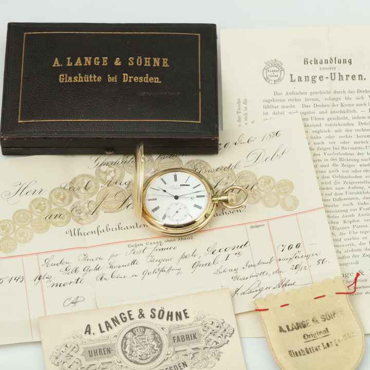  A. Lange & Söhne Full Set“ 18k Gold qualität 1A Taschenuhr Seconde Morte um 1886 Sehr Selten </h1> 