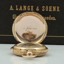 Thumbnail von A. Lange & Söhne 150g 18k Louis XV. Renaissance Savonette Taschenuhr ¼ Repetition Orign Box 1882 </h1>