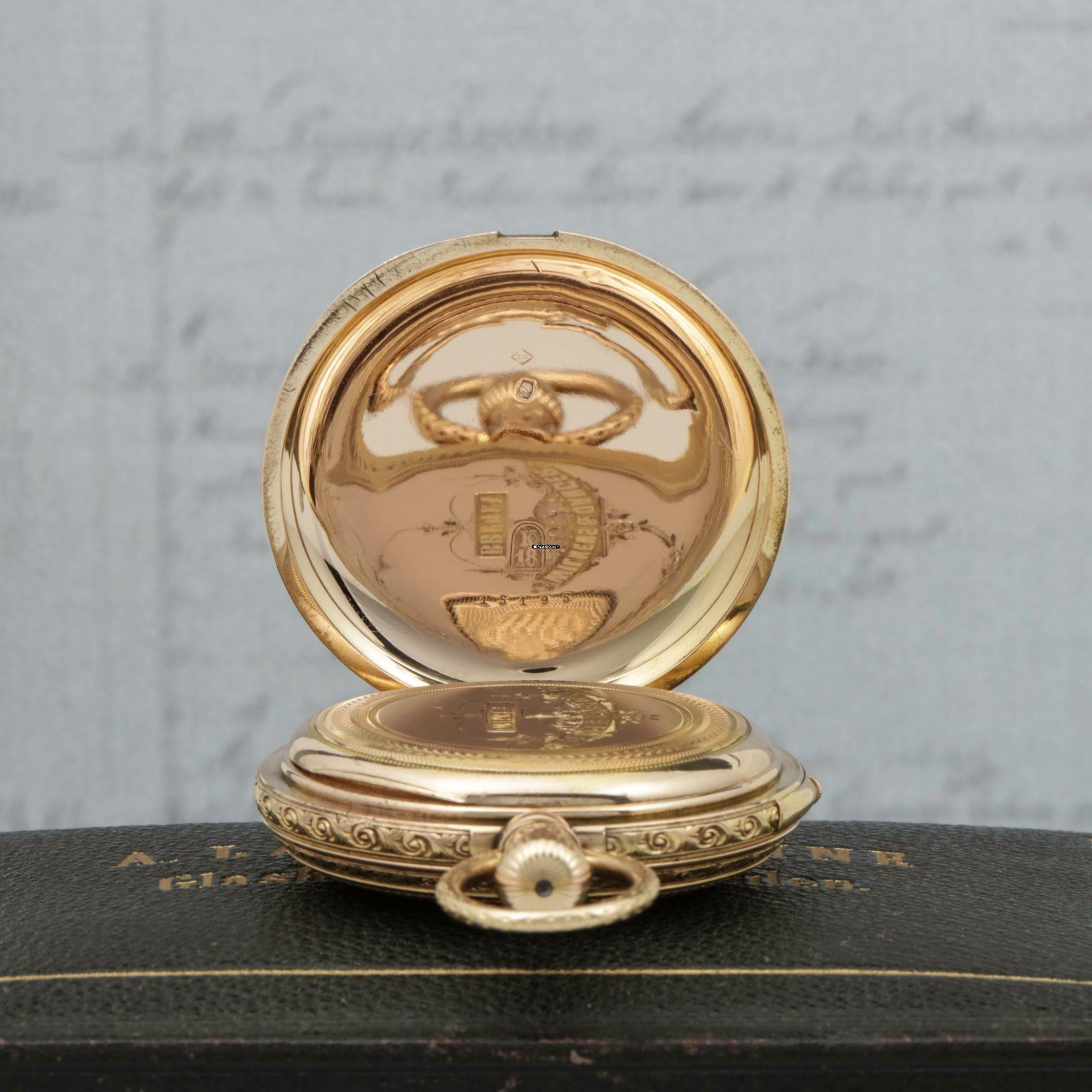 Thumbnail von A. Lange & Söhne 150g 18k Louis XV. Renaissance Savonette Taschenuhr ¼ Repetition Orign Box 1882 </h1>