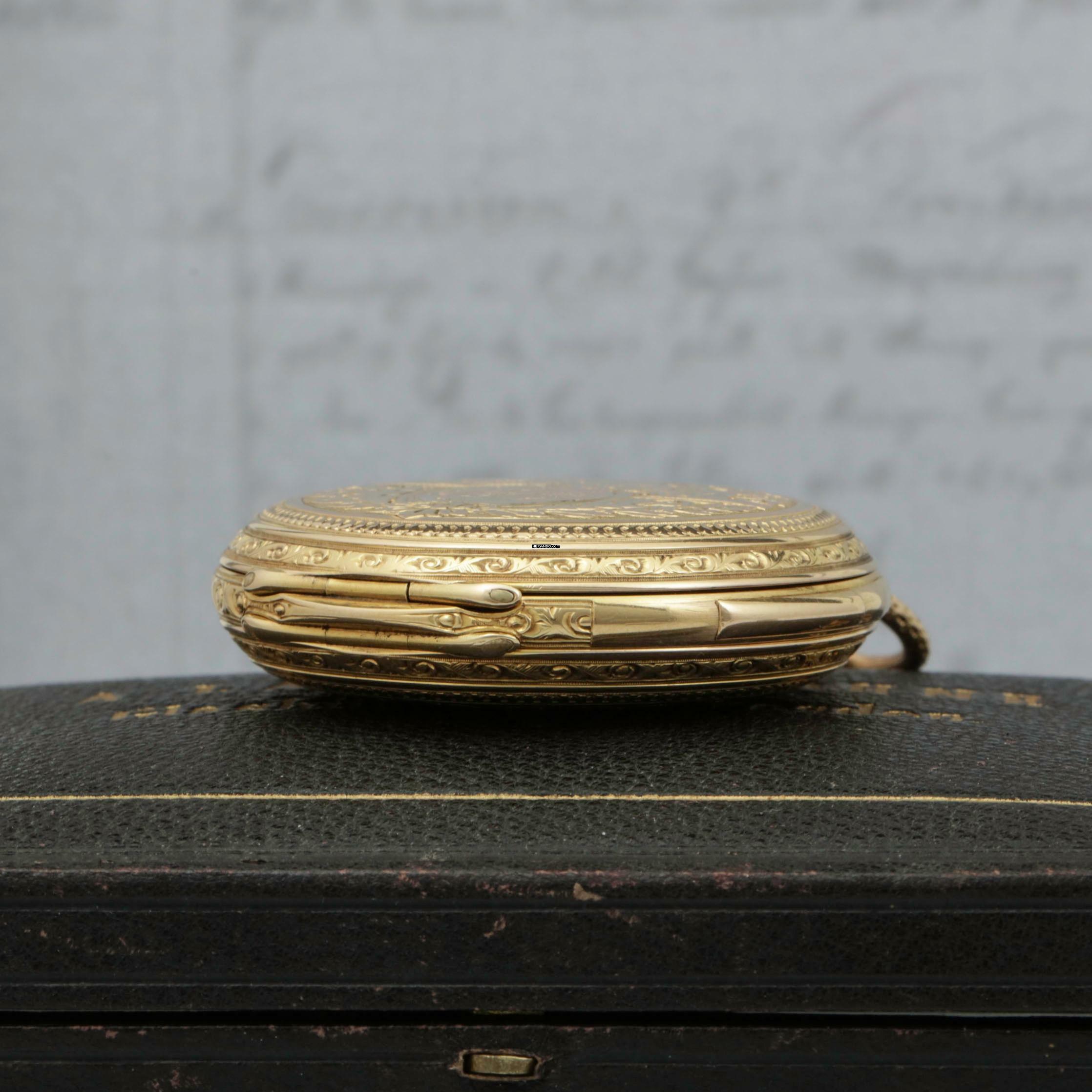 Thumbnail von A. Lange & Söhne 150g 18k Louis XV. Renaissance Savonette Taschenuhr ¼ Repetition Orign Box 1882 </h1>