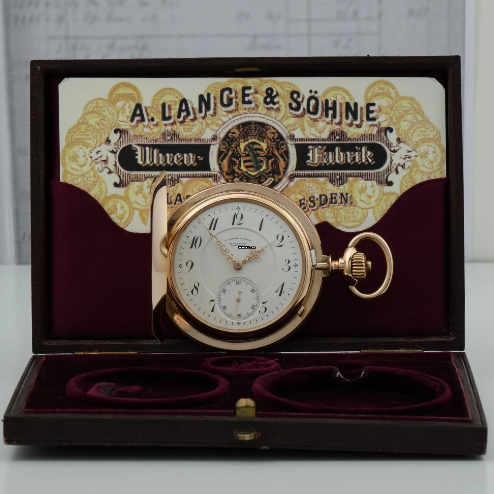  A. Lange & Söhne Ungetragene 58mm/159g Anker Chronometer Original Box zertifikat 18k Gold 1901  