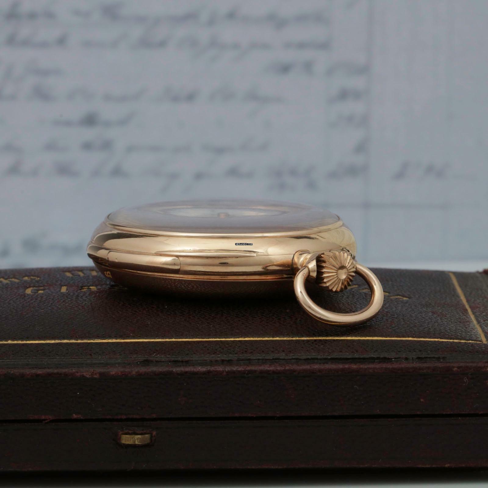 Thumbnail von A. Lange & Söhne Full Set14k Gold Taschenuhr ¼ Repetition Original Etui Garantiekarte 1885