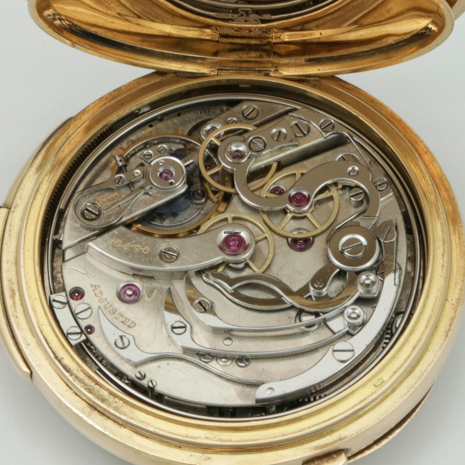 Thumbnail von Haas Nevaux & Cie. 18k. Gold Taschenuhr 36j Minutenrepetition Split-Sekunde Chronograph und Box 1905