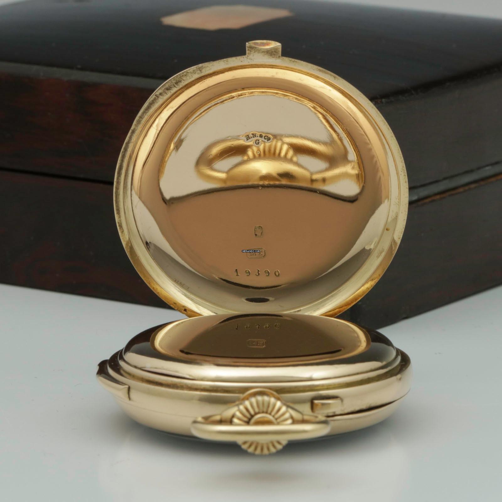 Thumbnail von Haas Nevaux & Cie. 18k. Gold Taschenuhr 36j Minutenrepetition Split-Sekunde Chronograph und Box 1905