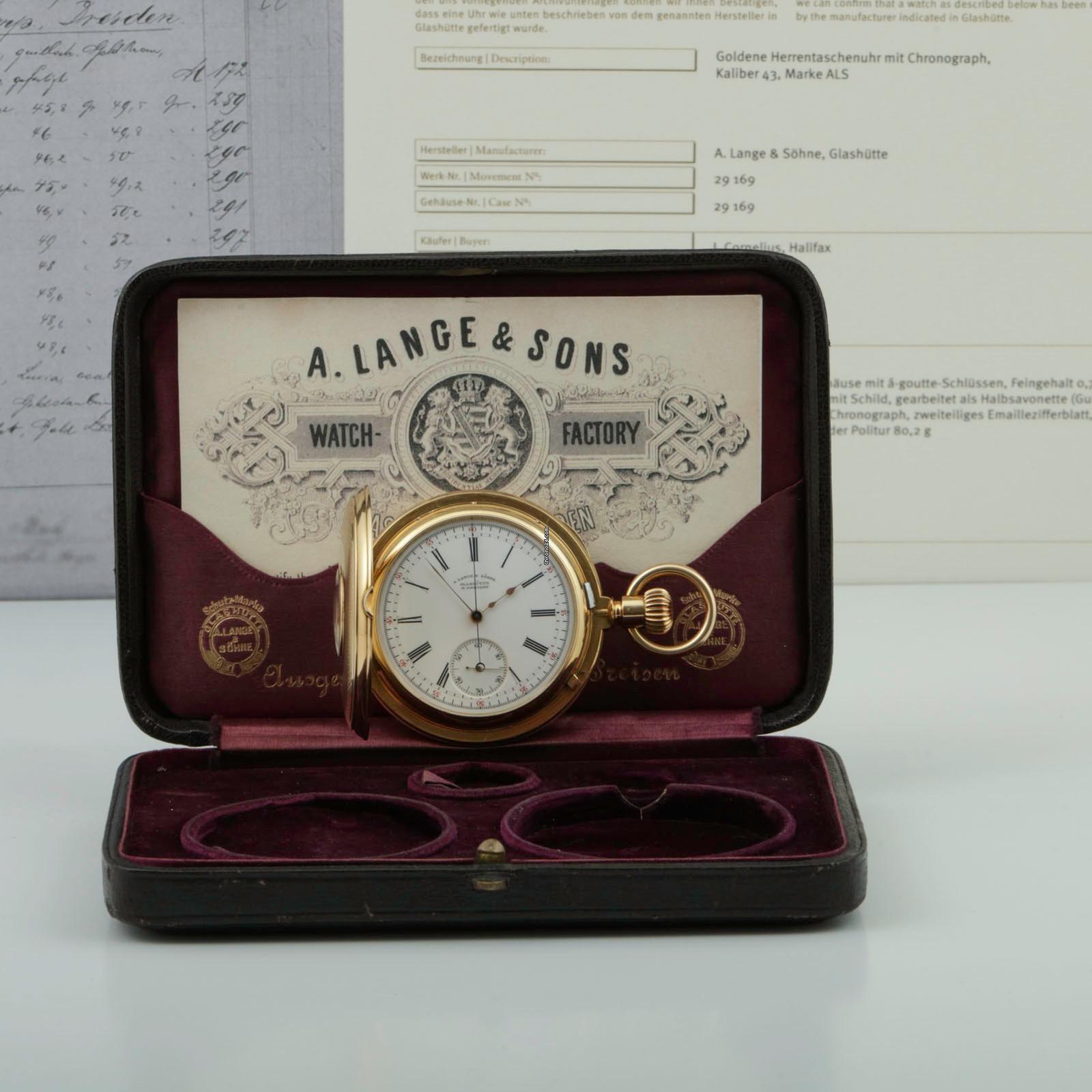 Thumbnail von Haas Nevaux & Cie. 18k. Gold Taschenuhr 36j Minutenrepetition Split-Sekunde Chronograph und Box 1905