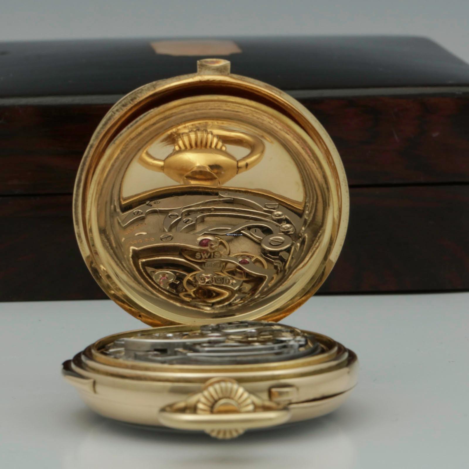 Thumbnail von Haas Nevaux & Cie. 18k. Gold Taschenuhr 36j Minutenrepetition Split-Sekunde Chronograph und Box 1905