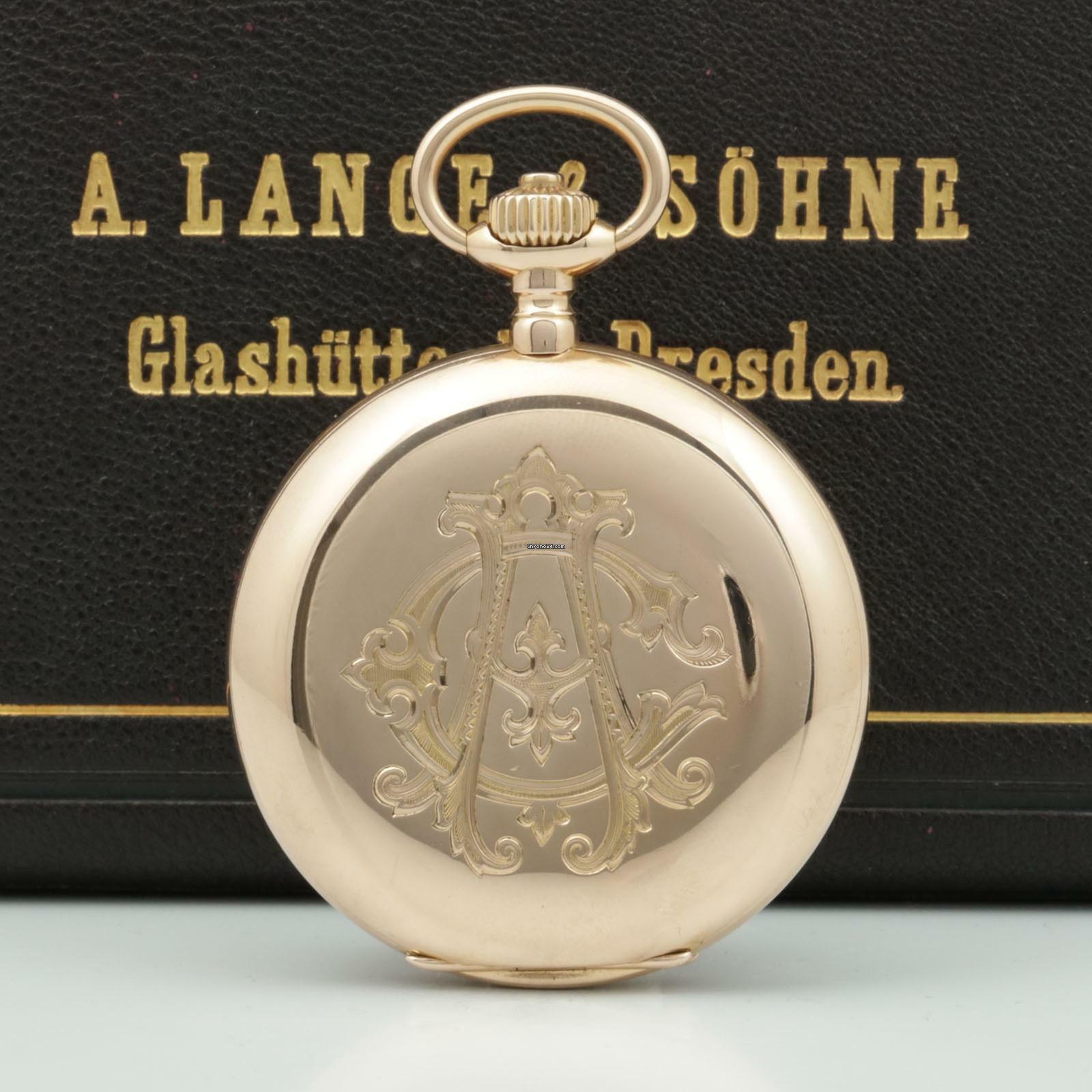 Thumbnail von A. Lange & Söhne 18k Gold Guilliaume-Unruhe Kal.45 Taschenuhr Original Box Museums Zertifikat 1910. </h1>