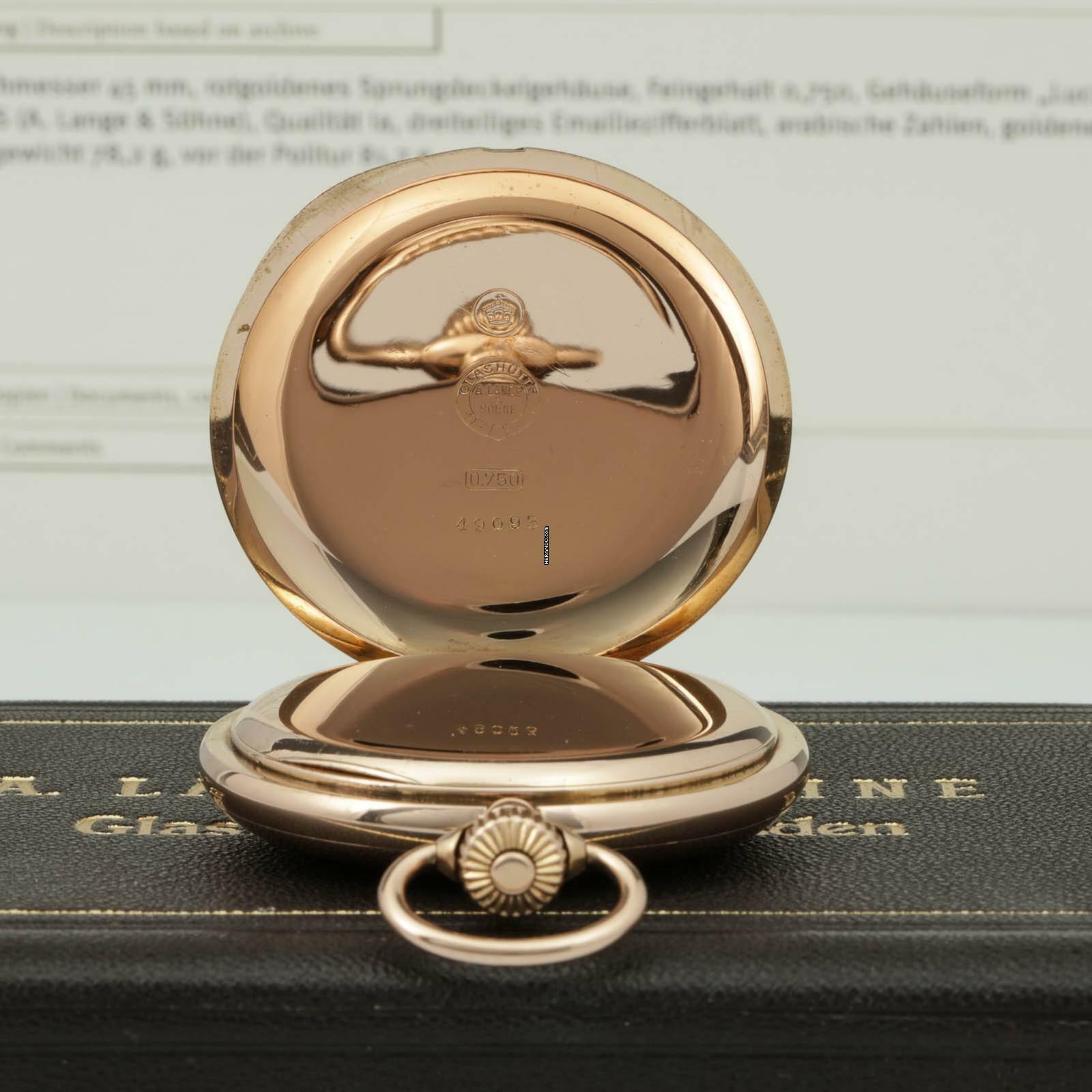 Thumbnail von A. Lange & Söhne 55mm Gr 130g schwere Qualität 1A Taschenuhr 18k Gold mit Box & Zertifikat 1906 </h1>