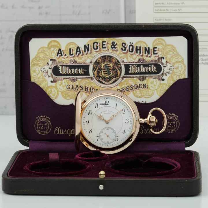  A. Lange & Söhne 55mm Gr 130g schwere Qualität 1A Taschenuhr 18k Gold mit Box & Zertifikat 1906 </h1> 