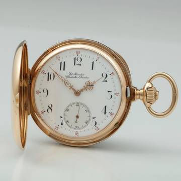  Richard Glaeser Glashütter Rarität 1A 18k Gold Taschenuhr Reseller Eduard Fleischer Glashütte & Dresden 