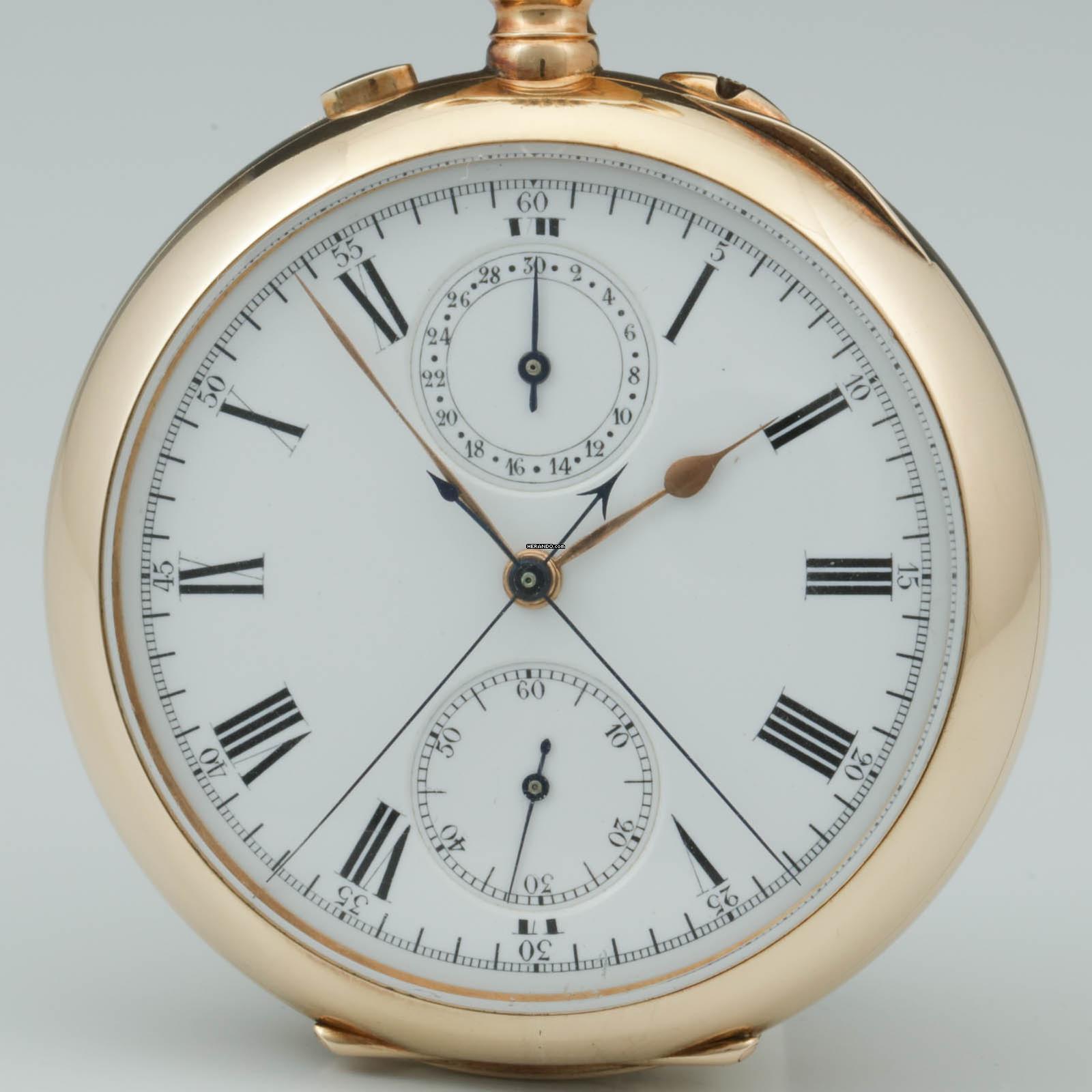 Thumbnail von Ungemarkt Taschenuhr Gr. schwerer Schweizer Ankerchronometer Split Sekunde 1890 Valée de Joux