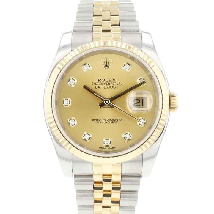 Rolex Datejust 36 Steel Gold Jubilee Fluted Champagne Diamond Dial </h1> 