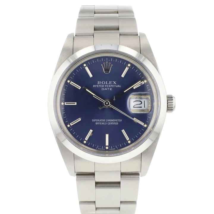  Rolex Oyster Perpetual Date 34MM Steel Blue Dial </h1> 