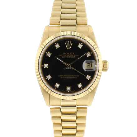  Rolex Datejust 31 Midsize President Yellow Gold Factory Black Diamond Dial </h1> 