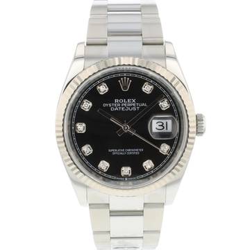  Rolex Datejust 36 Fluted Oyster Black Diamond Dial </h1> 
