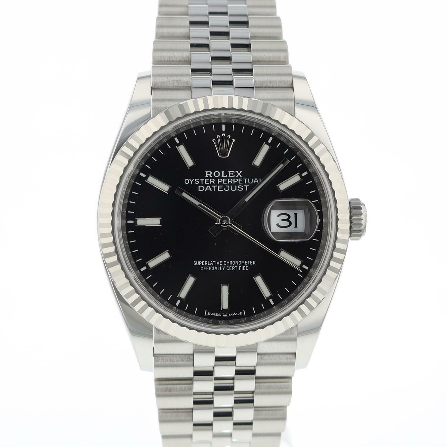 Rolex Datejust 36 Fluted Jubilee Black Dial </h1>