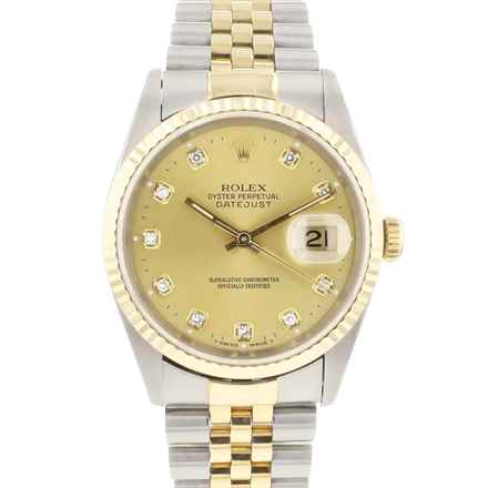  Rolex Datejust 36 Steel Gold Jubilee Fluted Champagne Diamond Dial </h1> 