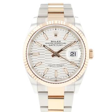  Rolex Datejust 36 Steel Everose Gold Fluted Silver Motif Dial NEW  
