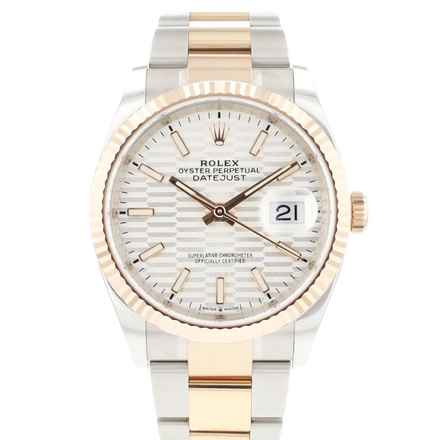 Rolex Datejust 36 Steel Everose Gold Fluted Silver Motif Dial NEW  