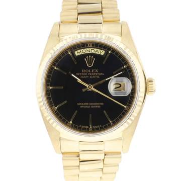  Rolex Day-Date 36 President Yellow Gold Black Dial 