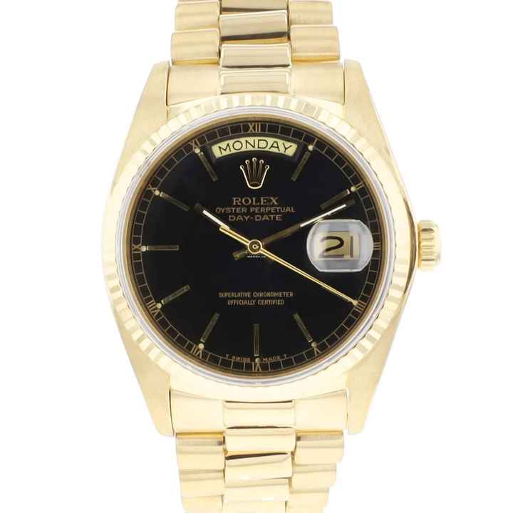  Rolex Day-Date 36 President Yellow Gold Black Dial 
