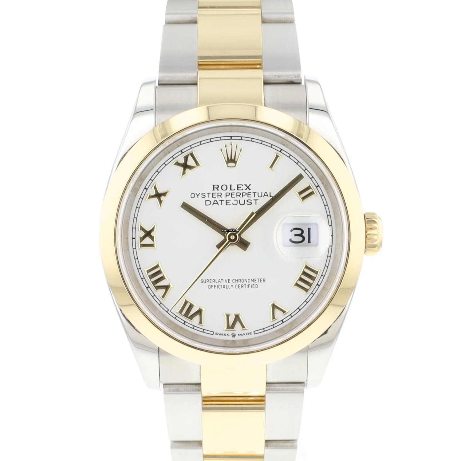 Rolex Datejust 36 Steel Gold Oyster White Roman Dial </h1>