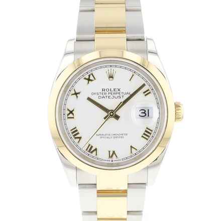  Rolex Datejust 36 Steel Gold Oyster White Roman Dial </h1> 