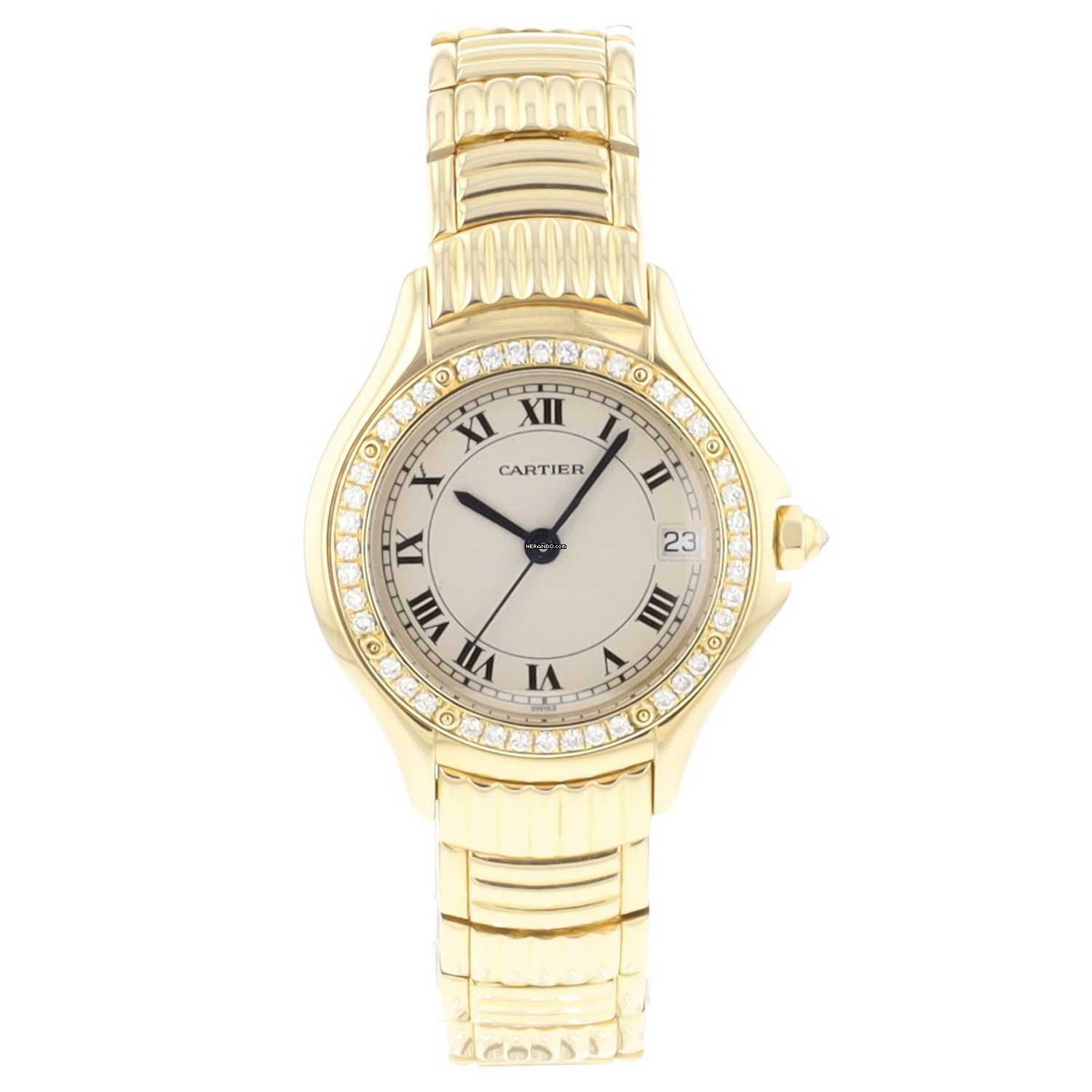 Cartier Cougar Yellow Gold Diamonds Quartz