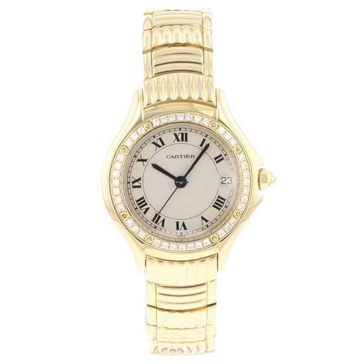  Cartier Cougar Yellow Gold Diamonds Quartz  