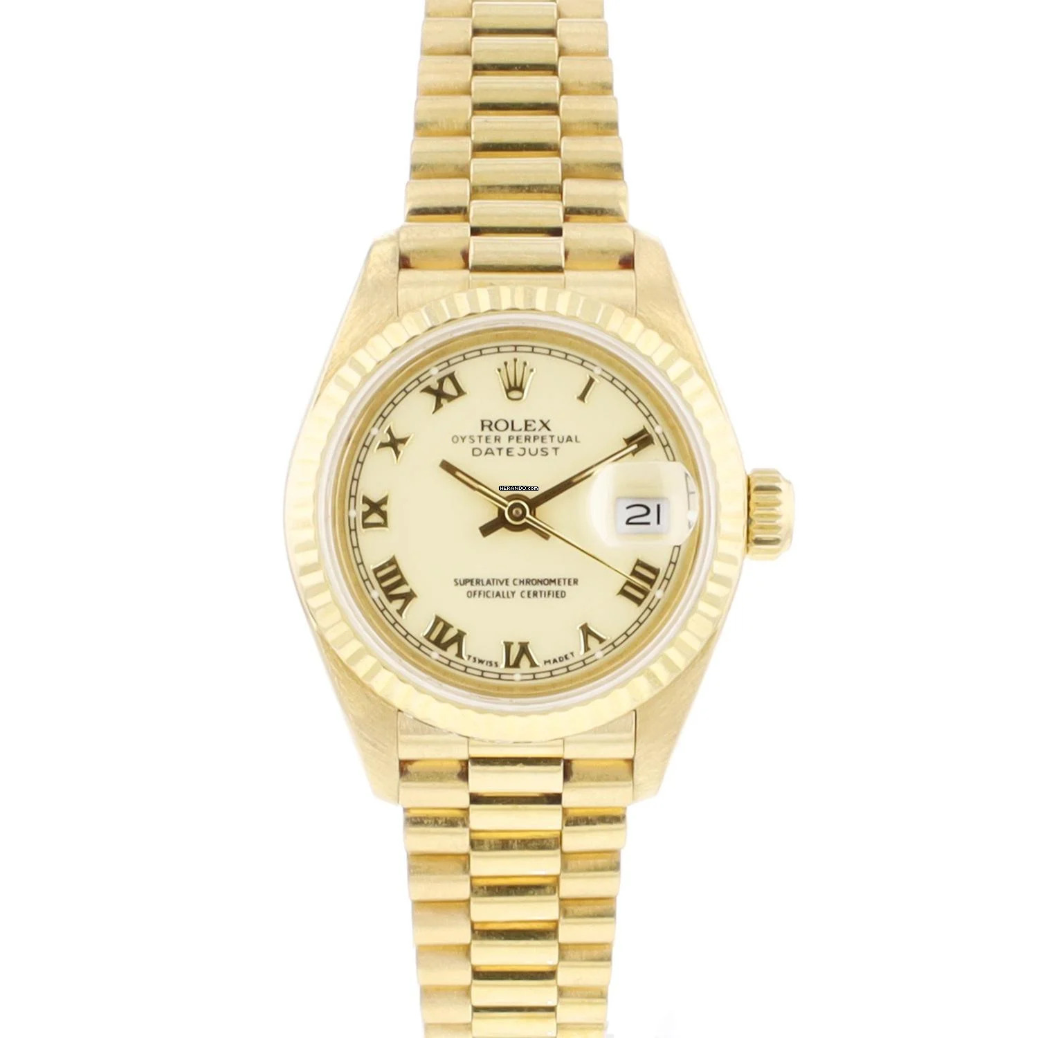 Rolex Lady-Datejust 26 Yellow Gold President Roman Champagne Dial </h1>