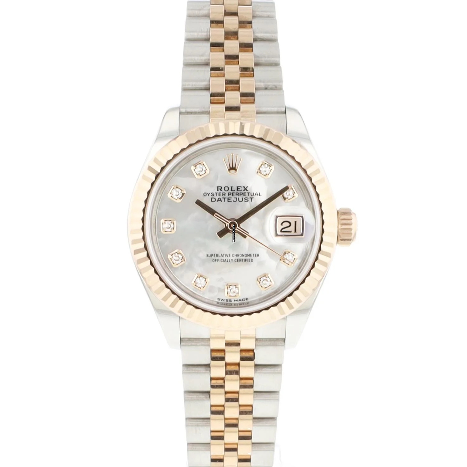 Rolex Lady-Datejust 28MM Steel Everose Gold Jubilee Fluted Diamond MoP Dial </h1>