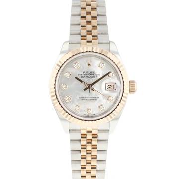  Rolex Lady-Datejust 28MM Steel Everose Gold Jubilee Fluted Diamond MoP Dial </h1> 