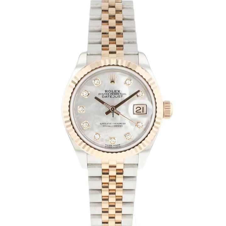  Rolex Lady-Datejust 28MM Steel Everose Gold Jubilee Fluted Diamond MoP Dial </h1> 