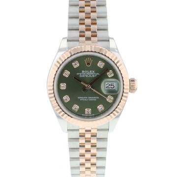  Rolex Lady-Datejust 28 Steel Everose Gold Jubilee Olive Green Diamonds </h1> 