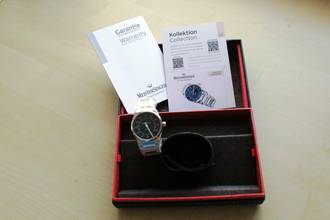 Thumbnail von Meistersinger Kaenos Open Date - Sonnenschliff Petrol Herren Automatikuhr NEW FULL SET